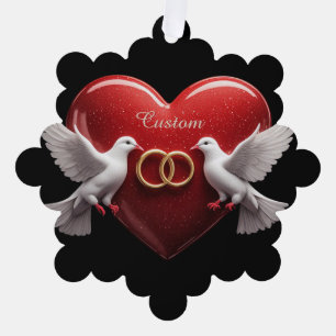 Wedding Doves Heart Romantic Anniversary Gift Tree Decoration Card
