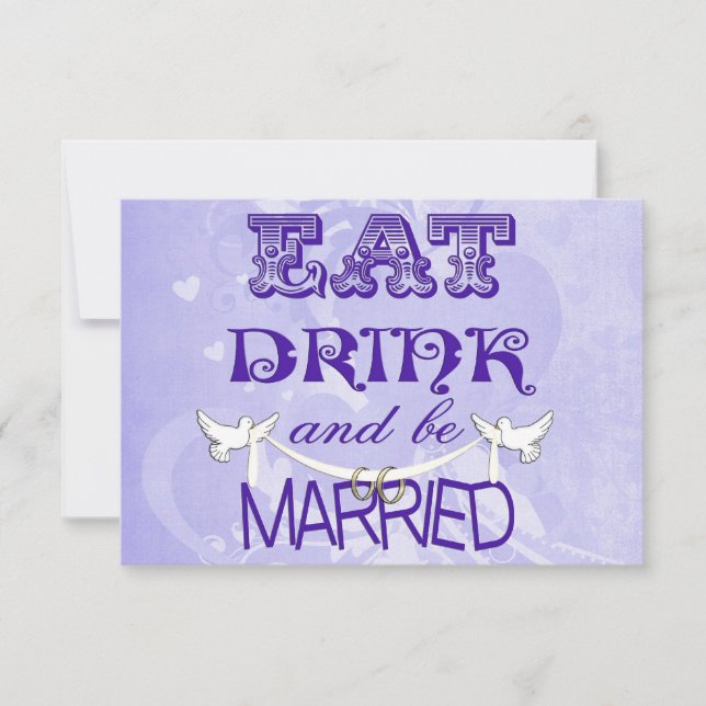 Wedding Doves on purple RSVP Invitation (Front)