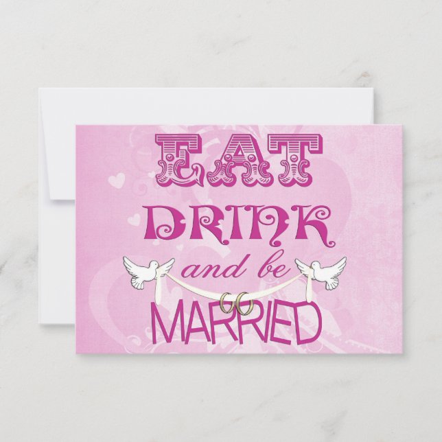 Wedding Doves RSVP on pink Invitation (Front)