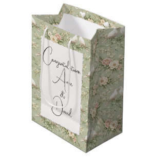 Wedding Doves With Custom Names Medium Gift Bag
