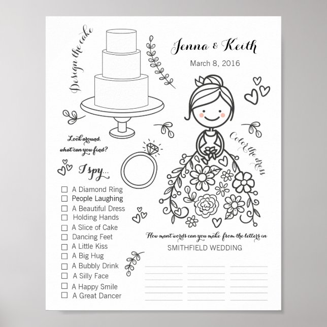 Wedding Download colouring activity page  Poster (Front)