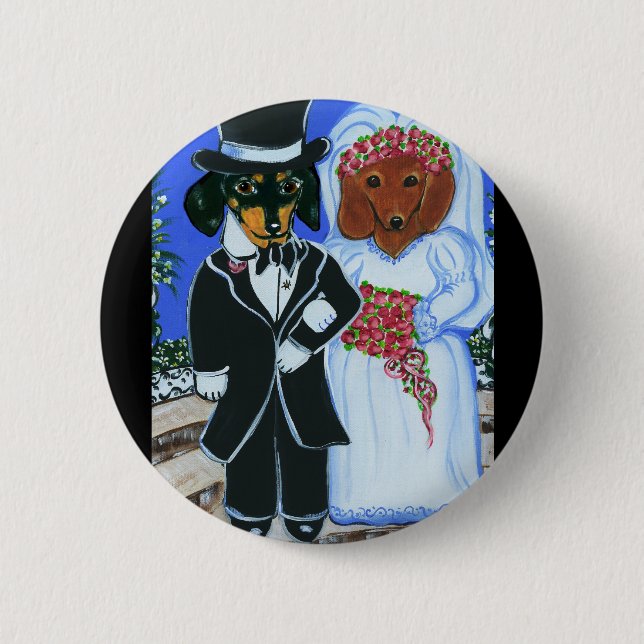 Wedding Doxies 6 Cm Round Badge (Front)