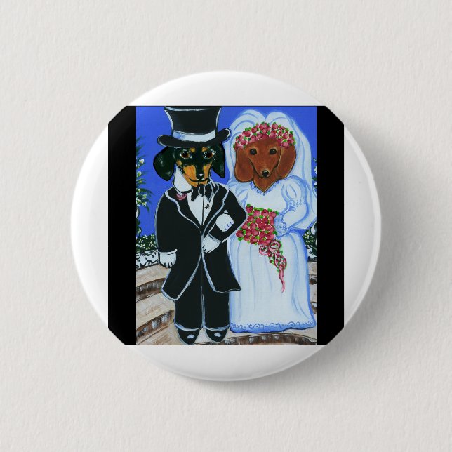Wedding Doxies 6 Cm Round Badge (Front)