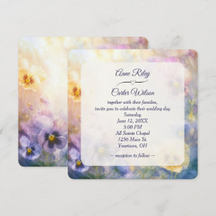 Wedding Dreamy Pansy Abstract Invitation