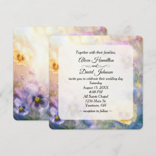 Wedding Dreamy Pansy Abstract Invitation