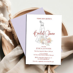 Wedding Dress Autumn Bridal Shower Invitation
