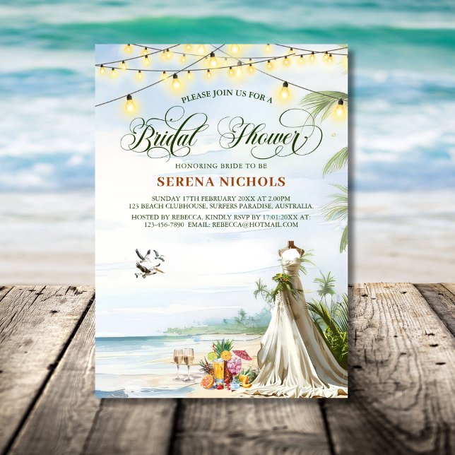 Wedding Dress Beach Boho Bridal Shower Hen Party  Invitation (Creator Uploaded)
