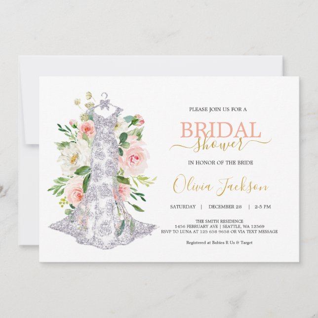 Wedding Dress Bridal Shower Invitation (Front)