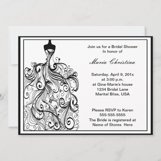 Wedding Dress Bridal Shower Invitation (Front)