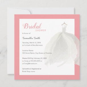 Wedding dress bridal shower invitation