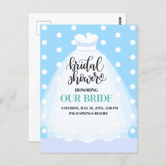 Wedding Dress Bridal Shower Invitation Postcard