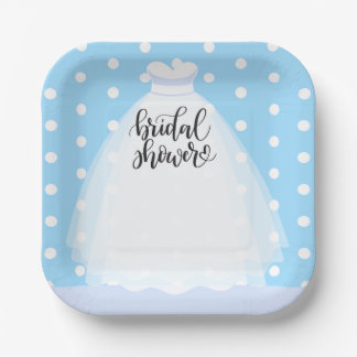 Wedding Dress Bridal Shower Paper Plates 
