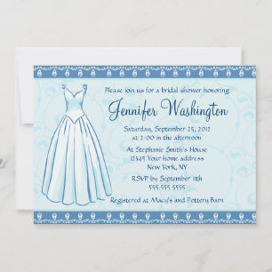 Wedding dress bridal shower party 5x7 invitation