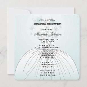 Wedding Dress Butterflies Bridal Shower Invitation