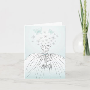 Wedding Dress Butterflies Thank You Card