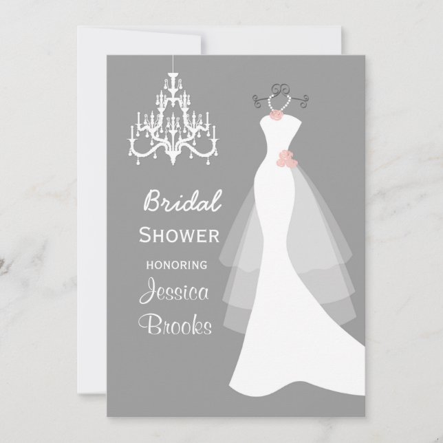 Wedding dress Chandelier  Bridal shower Invitation (Front)