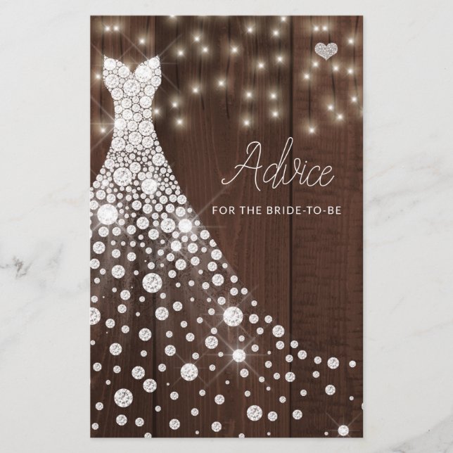 Wedding dress elegant bridal shower advice card (Front)