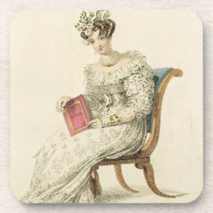 Wedding dress, fashion plate from Ackermann's Repo Coaster
