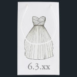 Wedding Dress Gown Bride Bridal Shower Date Small Gift Bag<br><div class="desc">Features an original marker illustration of a pretty princess-style white wedding dress. Perfect for bridal showers, weddings, engagements, and other events! Simply personalise with your information. Designer is available to create and upload custom designs to match the colours and themes of your wedding or event--click "Ask this Designer" to begin...</div>
