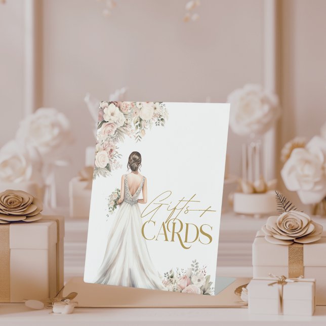 Wedding Dress Gown Gifts And Cards Bridal Shower Pedestal Sign (Creator Uploaded)