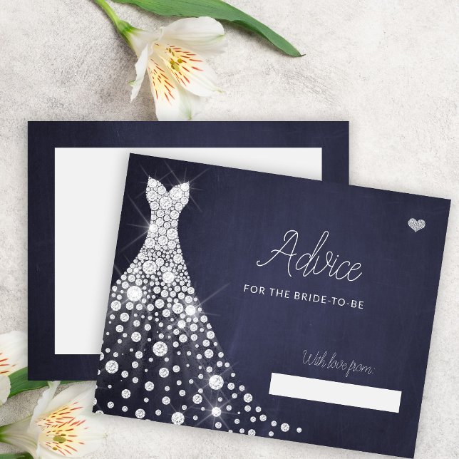 Wedding dress modern bridal shower advice card (Creator Uploaded)