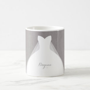 Wedding Dress Modern Glamour Bridal Chic Grey Coffee Mug
