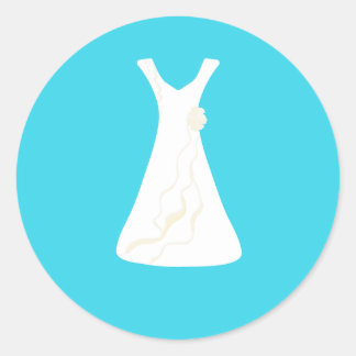 Wedding dress on light blue minimalistic sticker