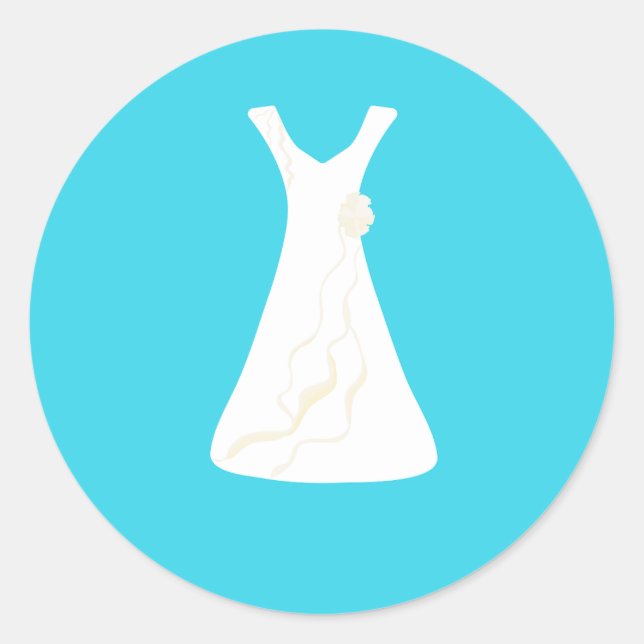 Wedding dress on light blue minimalistic sticker (Front)