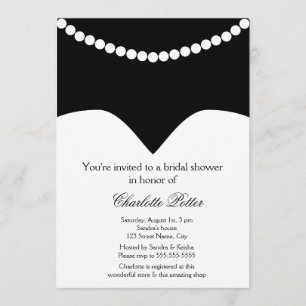 Wedding Dress Pearl Necklace Bridal Shower Invitation