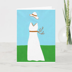 Wedding Dress, white with coffee trim invitations