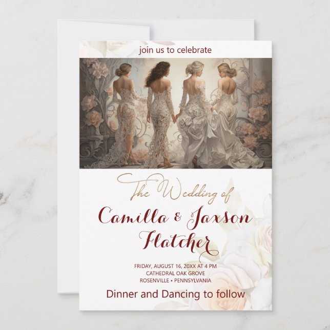 Wedding Dresses fashion style  Invitation (Front)