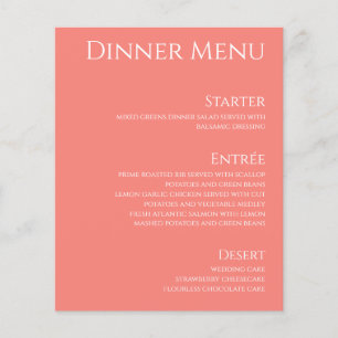 Wedding Drink & Dinner Menu-Pink Coral-