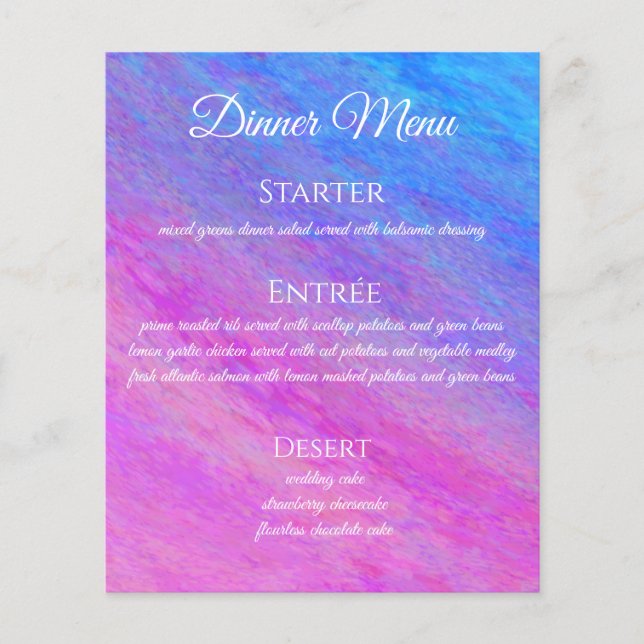 Wedding Drink & Dinner Menu- Stardust Sea- (Front)