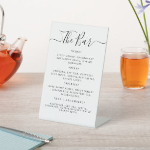 Wedding Drink Menu Bar Reception Pedestal Sign