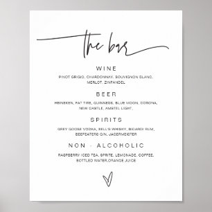 Wedding Drink Menu Bar Sign Reception Poster