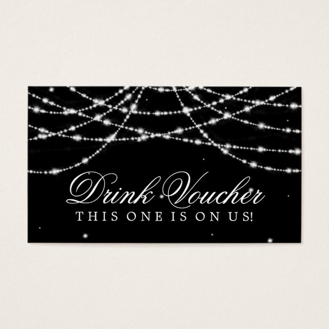 Wedding Drink Voucher Sparkling String Black (Front)