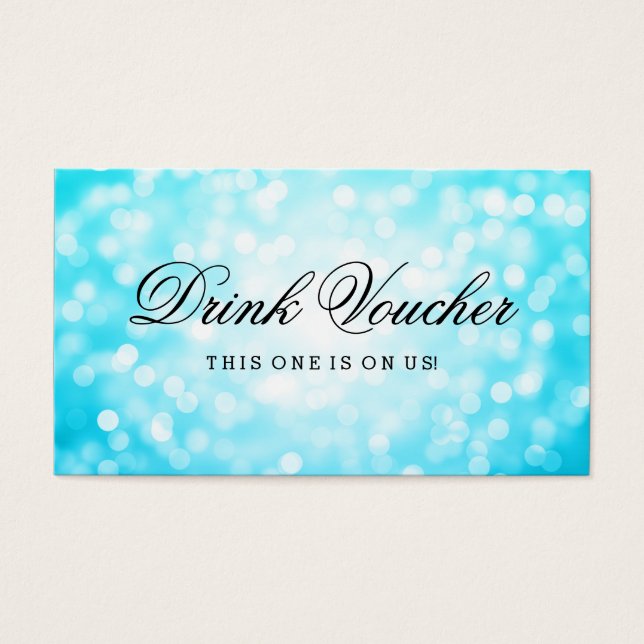 Wedding Drink Voucher Turquoise Glitter Lights (Front)