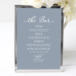 Wedding Drinks Bar Calligraphy Dusty Blue Sign