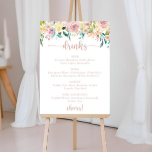 Wedding Drinks Menu Rose Gold Spring Floral Sign