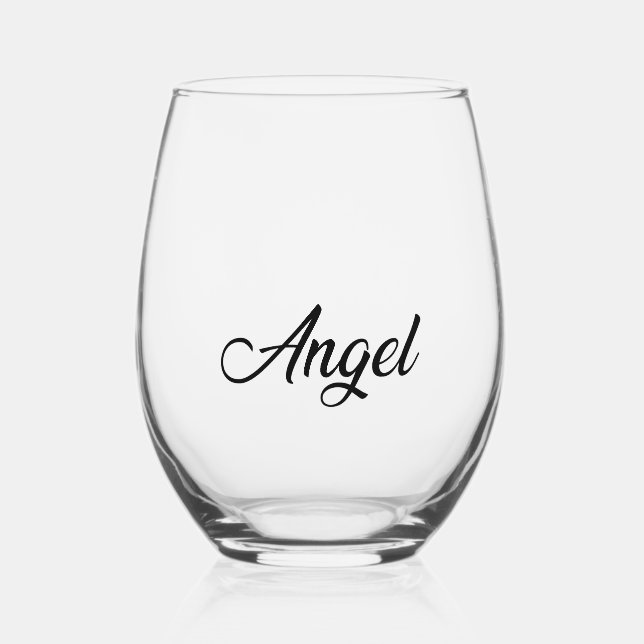 Wedding Drinkware Set - Angel Stemless Wine Glass (Front)