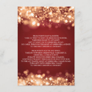 Wedding Driving Directions Sparkling Lights Gold Enclosure Card