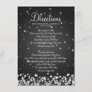 Wedding Driving Directions Winter Sparkle Black Enclosure Card