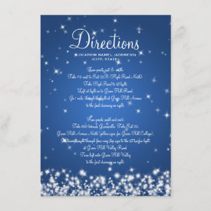 Wedding Driving Directions Winter Sparkle Blue Enclosure Card