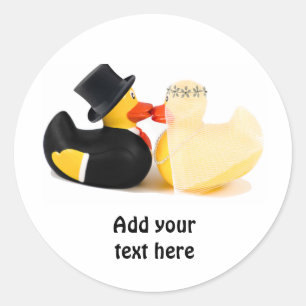 Wedding ducks 3 classic round sticker