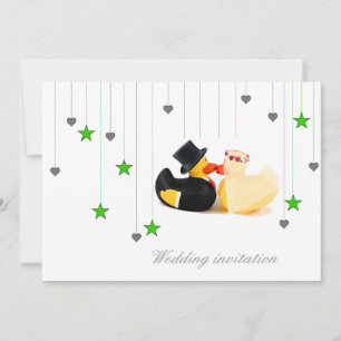 Wedding ducks 4 stars & hearts wedding invitation
