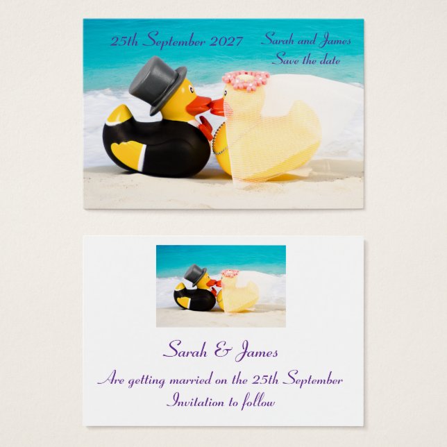 Wedding ducks beach wedding - Save the date (Front & Back)