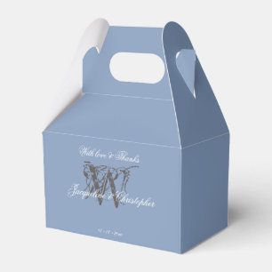 Wedding Dusty Blue Classic Monogram Name Cool  Favour Box