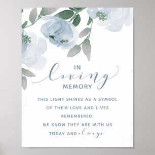 Wedding Dusty Blue & Grey Watercolor In Memory Poster