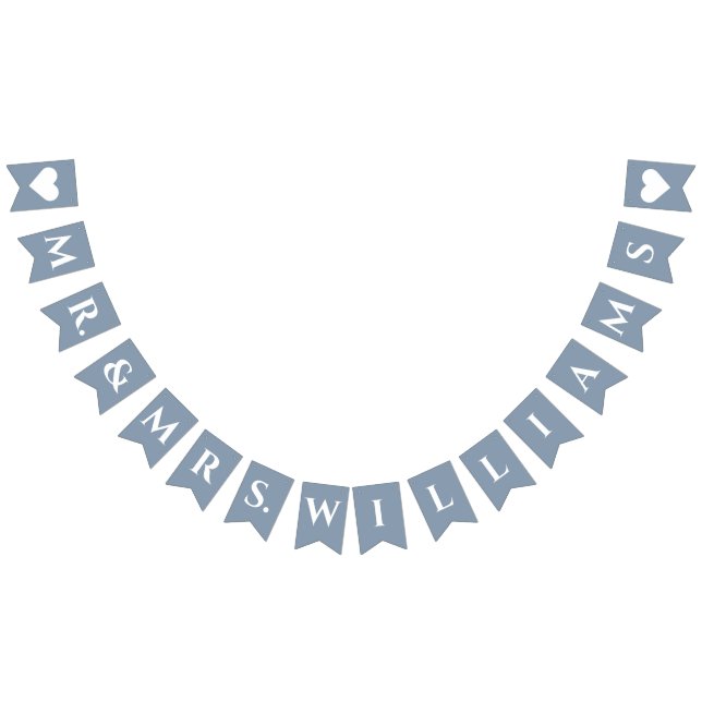 Wedding Dusty Blue Mr. & Mrs. 8 Letter Name Simple Bunting (All)