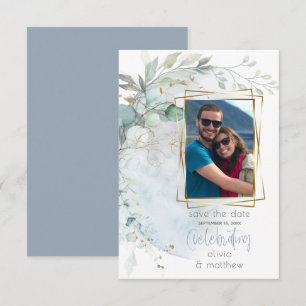 Wedding Dusty Blue Over the Moon in Love Invitation